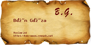 Bán Géza névjegykártya